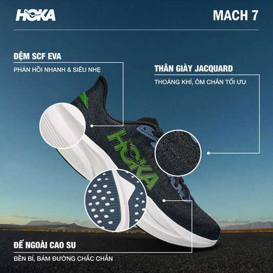 Giày Chạy Bộ Nam HOKA Mach 7 Wide - Xanh Navy - Supersports Vietnam