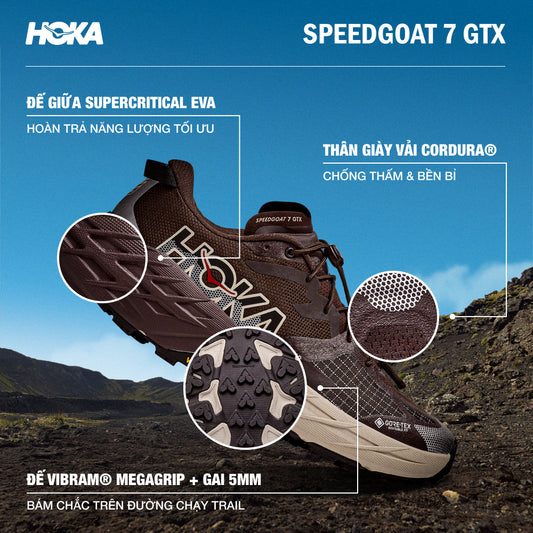 Giày Chạy Trail Nam HOKA Speedgoat 7 GTX - Nâu - Supersports Vietnam