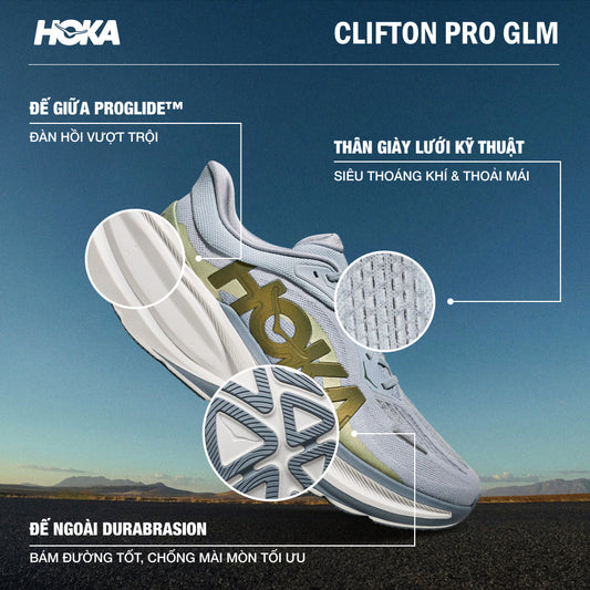Giày Chạy Bộ Nam HOKA Clifton Pro Glm Wide - Xám - Supersports Vietnam