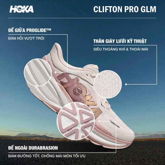 Giày Chạy Bộ Nữ HOKA Clifton Pro Glm Wide - Hồng - Supersports Vietnam