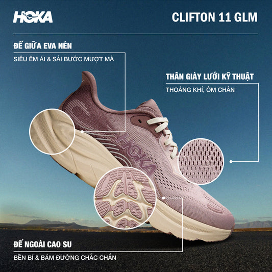 Giày Chạy Bộ Nữ HOKA Clifton 11 Glm Wide - Hồng - Supersports Vietnam