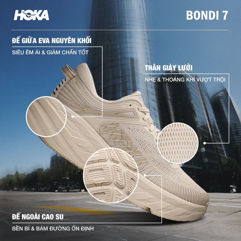 Giày Sneaker Nữ HOKA Bondi 7 - Be