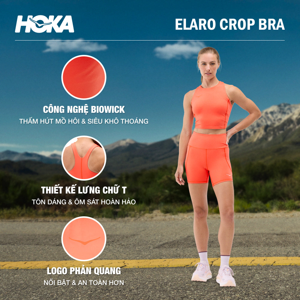 Áo Bra Thể Thao Nữ HOKA Elaro Crop - Cam - Supersports Vietnam