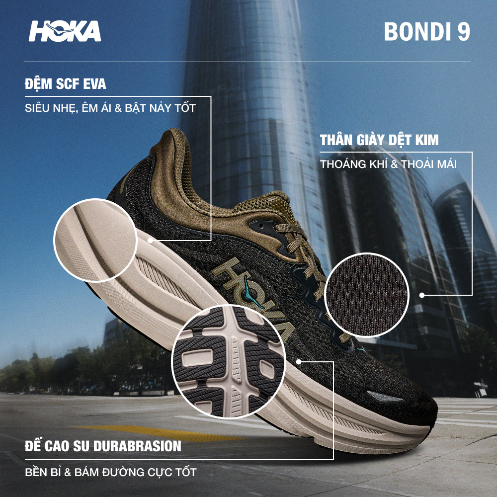 Giày Chạy Bộ Nam HOKA Bondi 9 Wide - Đen