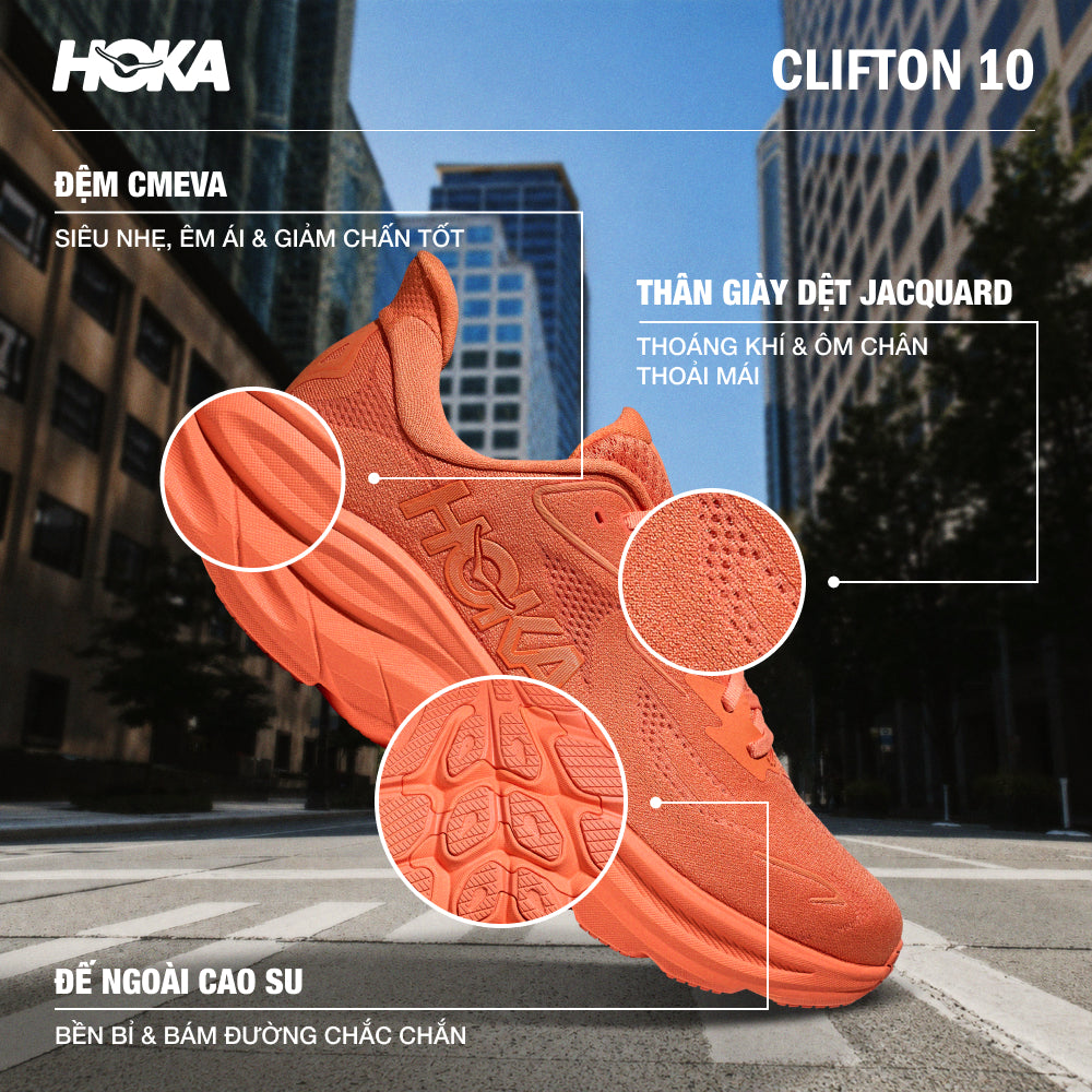 Giày Chạy Bộ Nam HOKA Clifton 10 - Cam - Supersports Vietnam