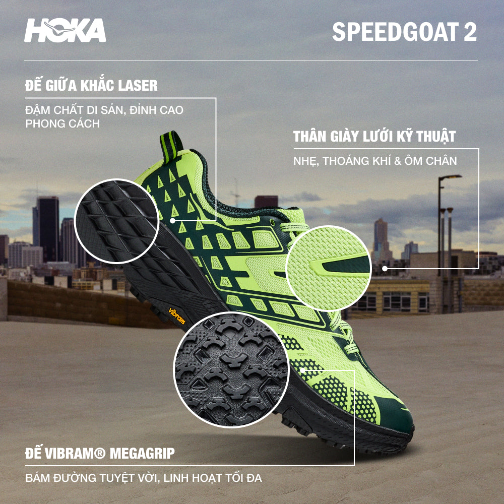 Giày Sneaker Unisex HOKA Speedgoat 2 - Xanh Lá - Supersports Vietnam