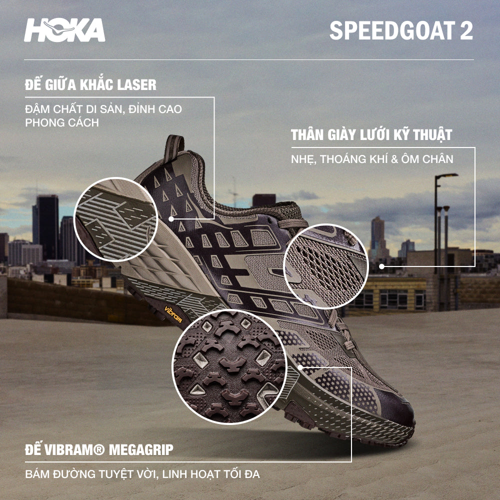 Giày Sneaker Unisex HOKA Speedgoat 2 - Nâu - Supersports Vietnam