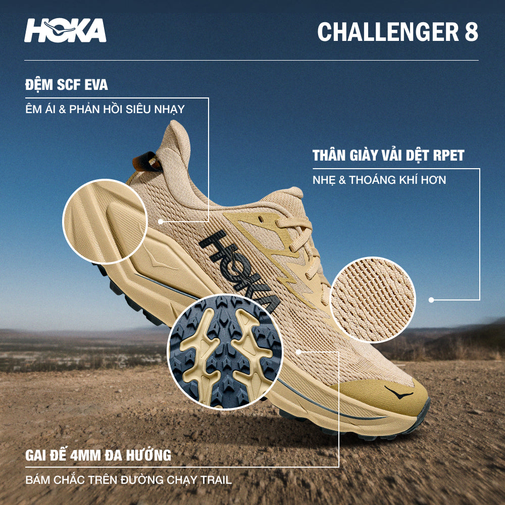 Women's HOKA Challenger 8 Wide Trail Running Shoes - Yellow