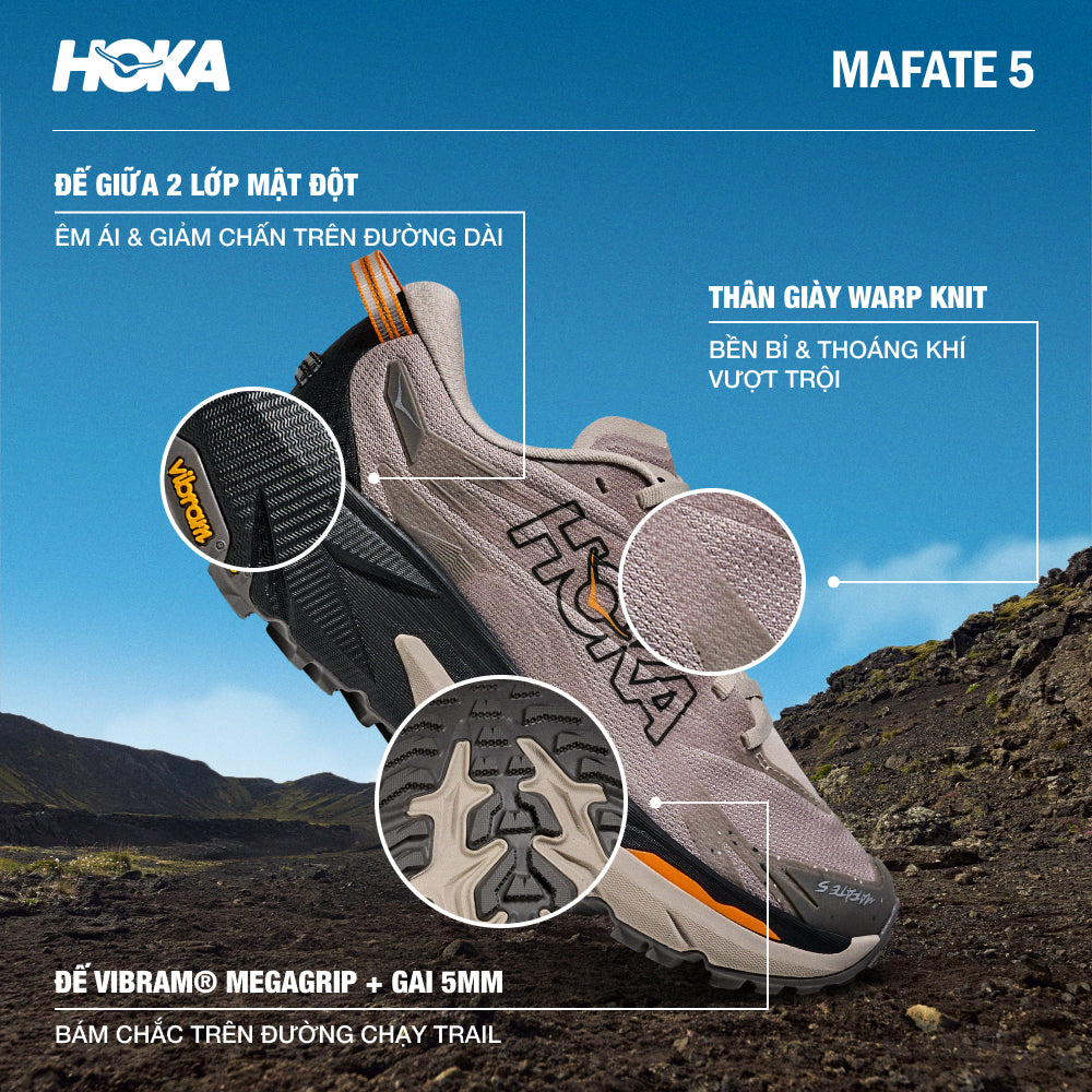 Giày Chạy Trail Nữ HOKA Mafate 5 - Nâu - Supersports Vietnam