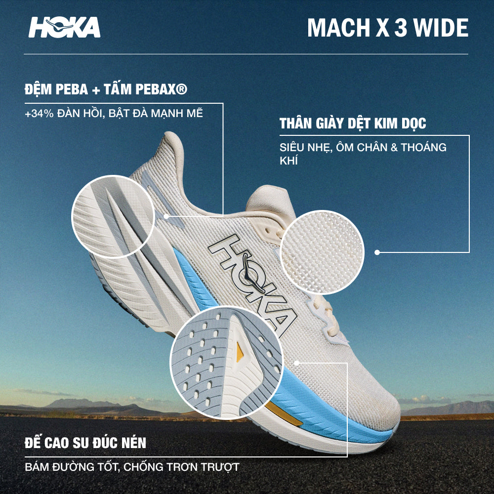 Giày Chạy Bộ Nữ HOKA Mach X 3 Wide - Xám - Supersports Vietnam