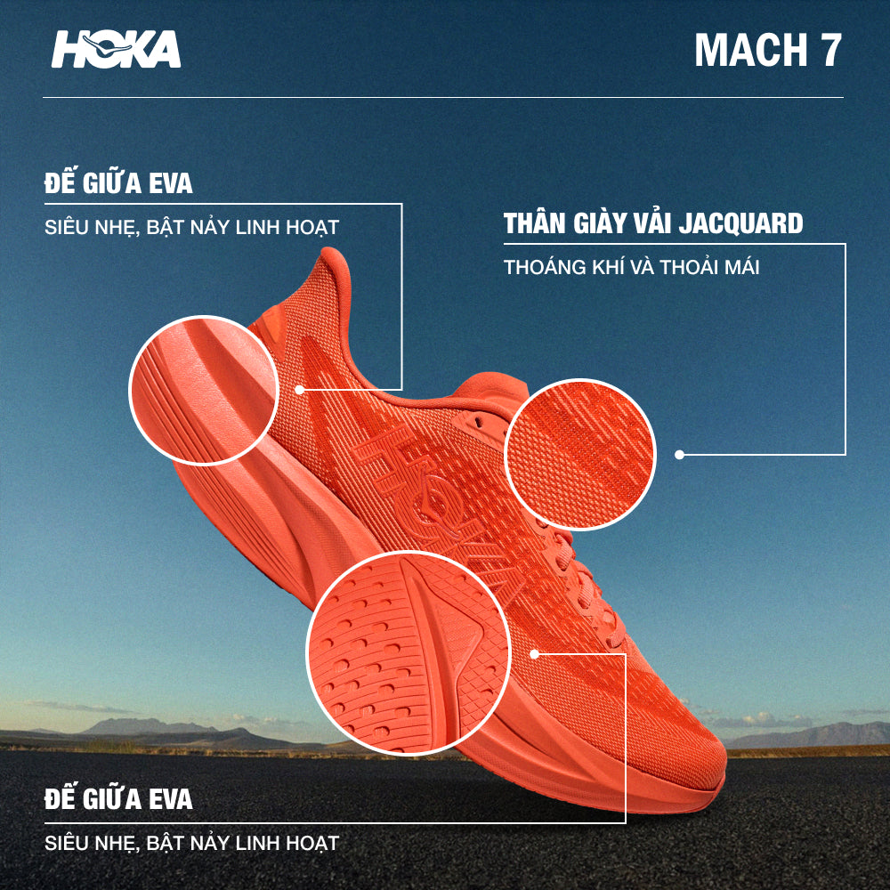 Giày Chạy Bộ Nam HOKA Mach 7 - Cam - Supersports Vietnam