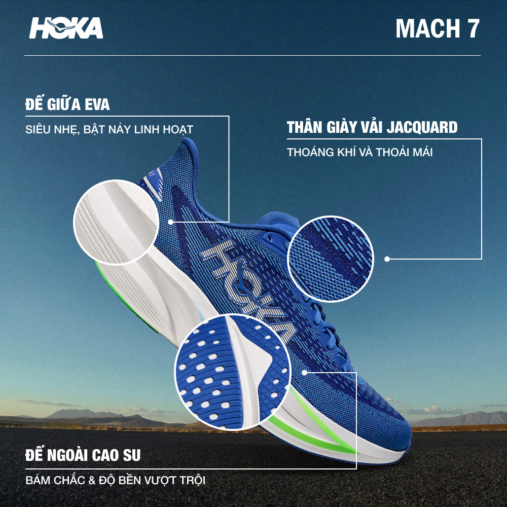 Giày Chạy Bộ Nam HOKA Mach 7 - Xanh Dương - Supersports Vietnam