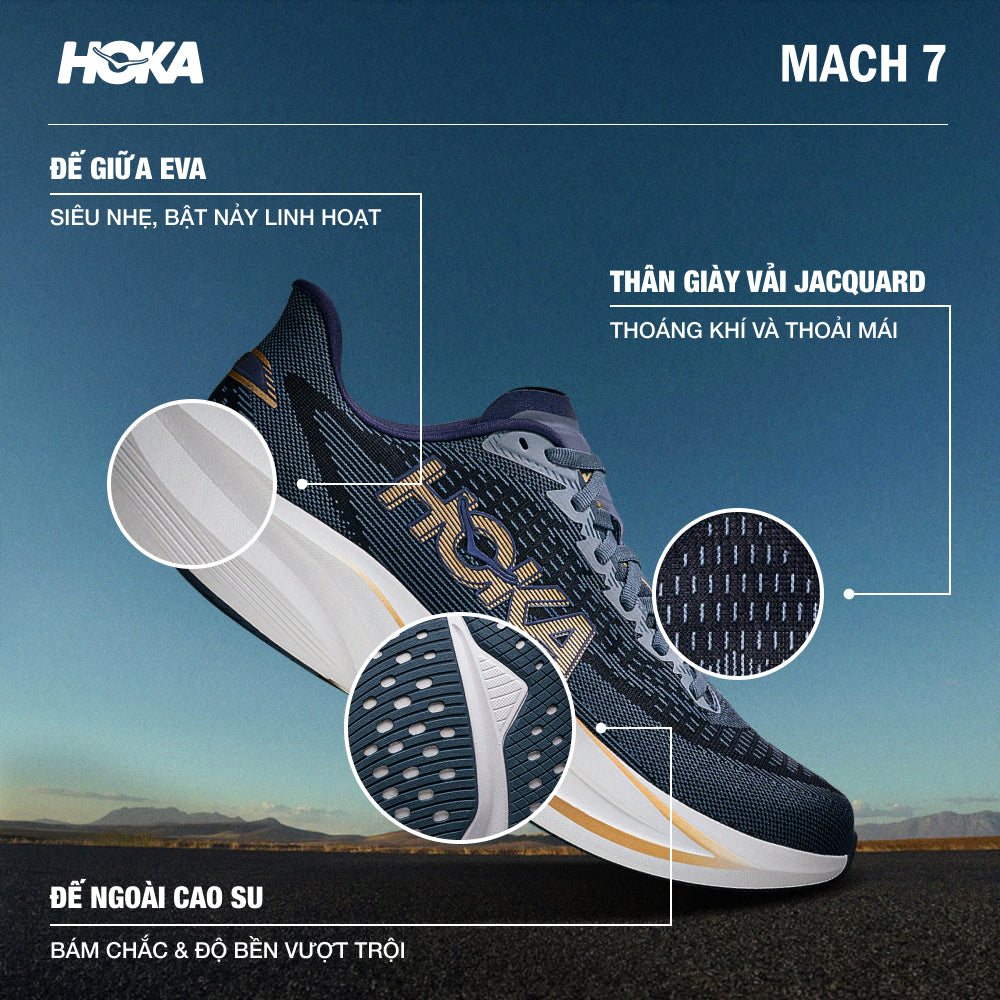 Giày Chạy Bộ Nam HOKA Mach 7 - Xanh Navy - Supersports Vietnam