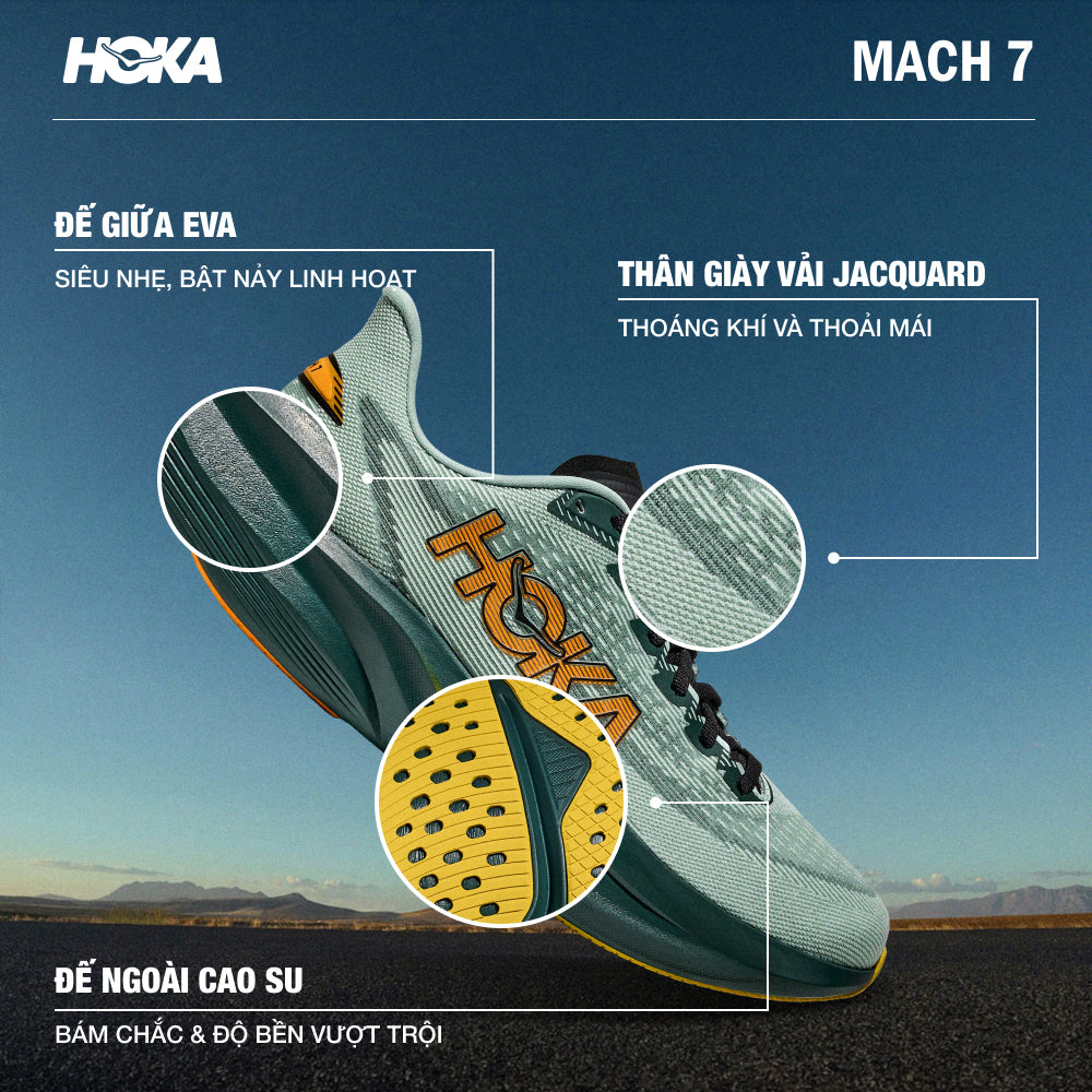 Giày Chạy Bộ Nam HOKA Mach 7 - Xanh Mint - Supersports Vietnam