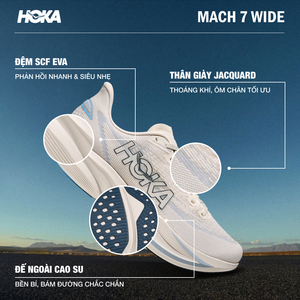 Giày Chạy Bộ Nữ HOKA Mach 7 Wide - Be - Supersports Vietnam