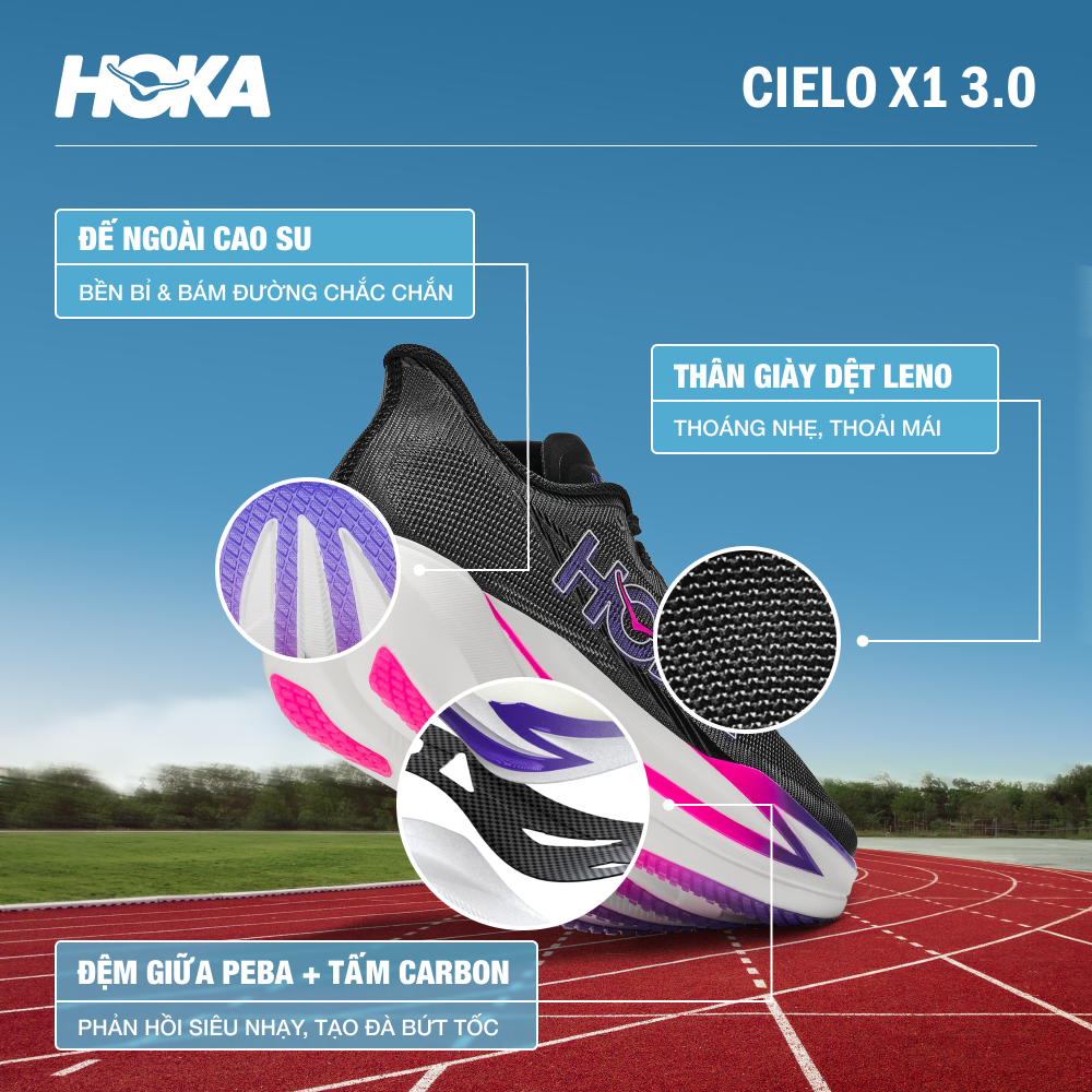 Giày Chạy Bộ Unisex HOKA Cielo X1 3.0 - Đen - Supersports Vietnam