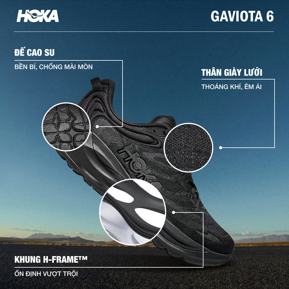 Giày Chạy Bộ Nam HOKA Gaviota 6 Wide - Đen - Supersports Vietnam
