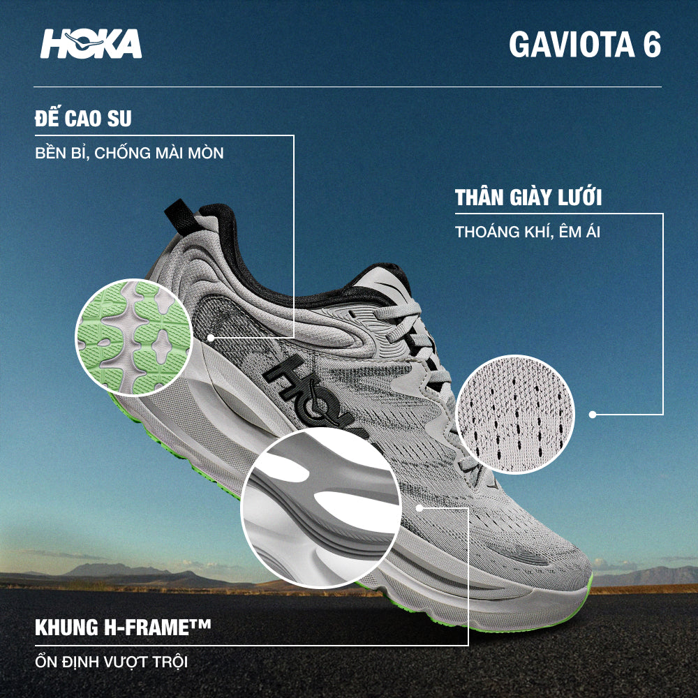 Giày Chạy Bộ Nam HOKA Gaviota 6 Wide - Xám
