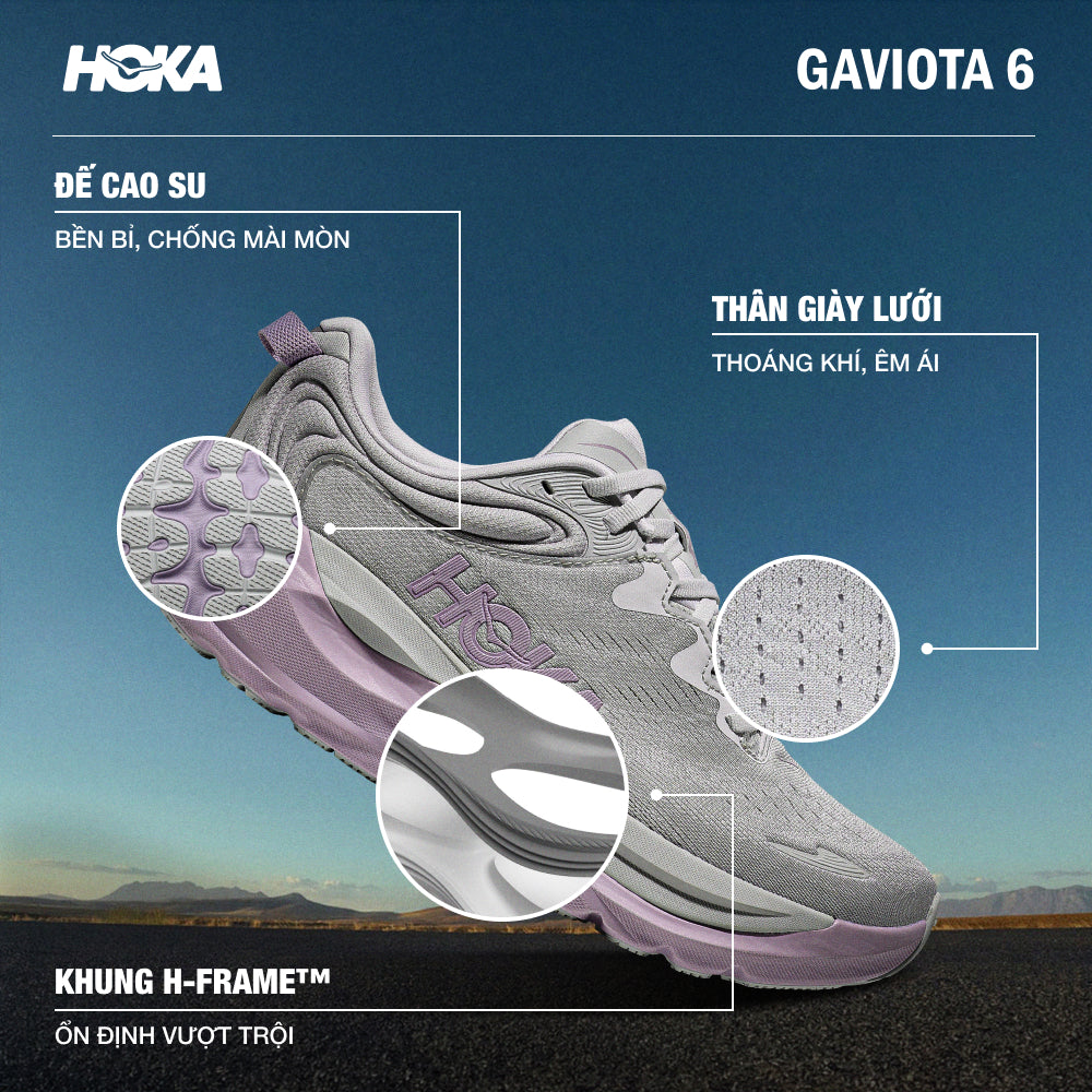 Giày Chạy Bộ Nữ HOKA Gaviota 6 Wide - Xám