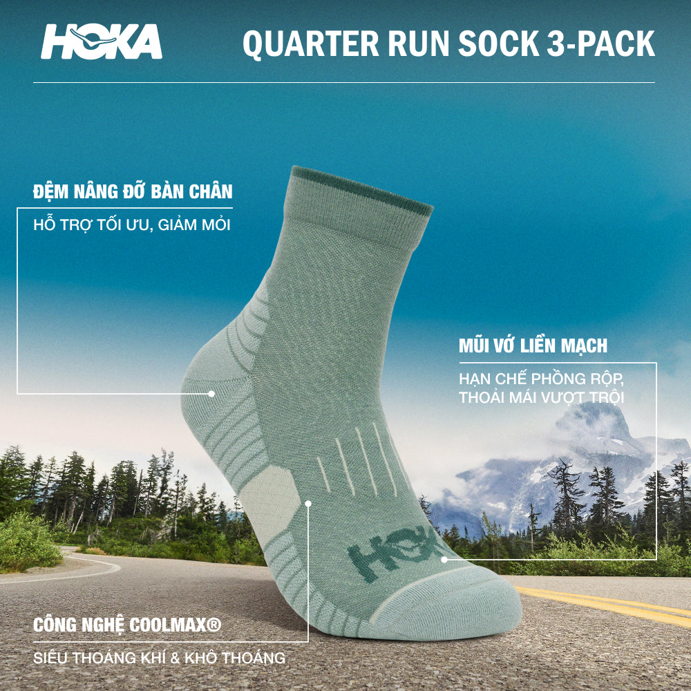Vớ Thể Thao HOKA Quarter Run (3 Đôi) - Nhiều Màu - Supersports Vietnam
