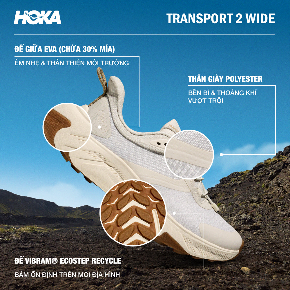 Giày Chạy Trail Nữ HOKA Transport 2 Wide - Be - Supersports Vietnam