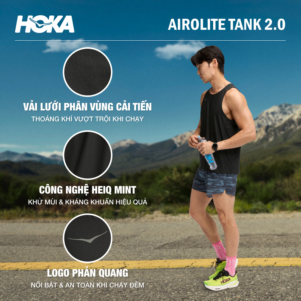 Áo Ba Lỗ Nam HOKA Airolite 2.0 - Đen - Supersports Vietnam