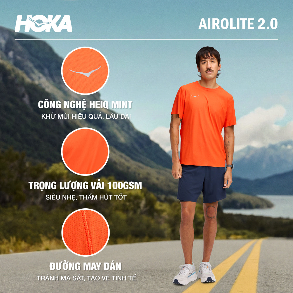 Áo Thun Nam HOKA Airolite 2.0 - Cam - Supersports Vietnam