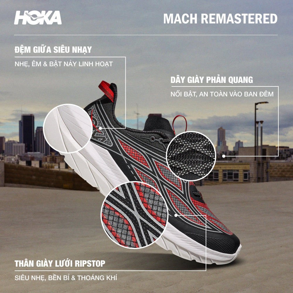 Giày Sneaker Nam HOKA Mach Remastered - Đen - Supersports Vietnam