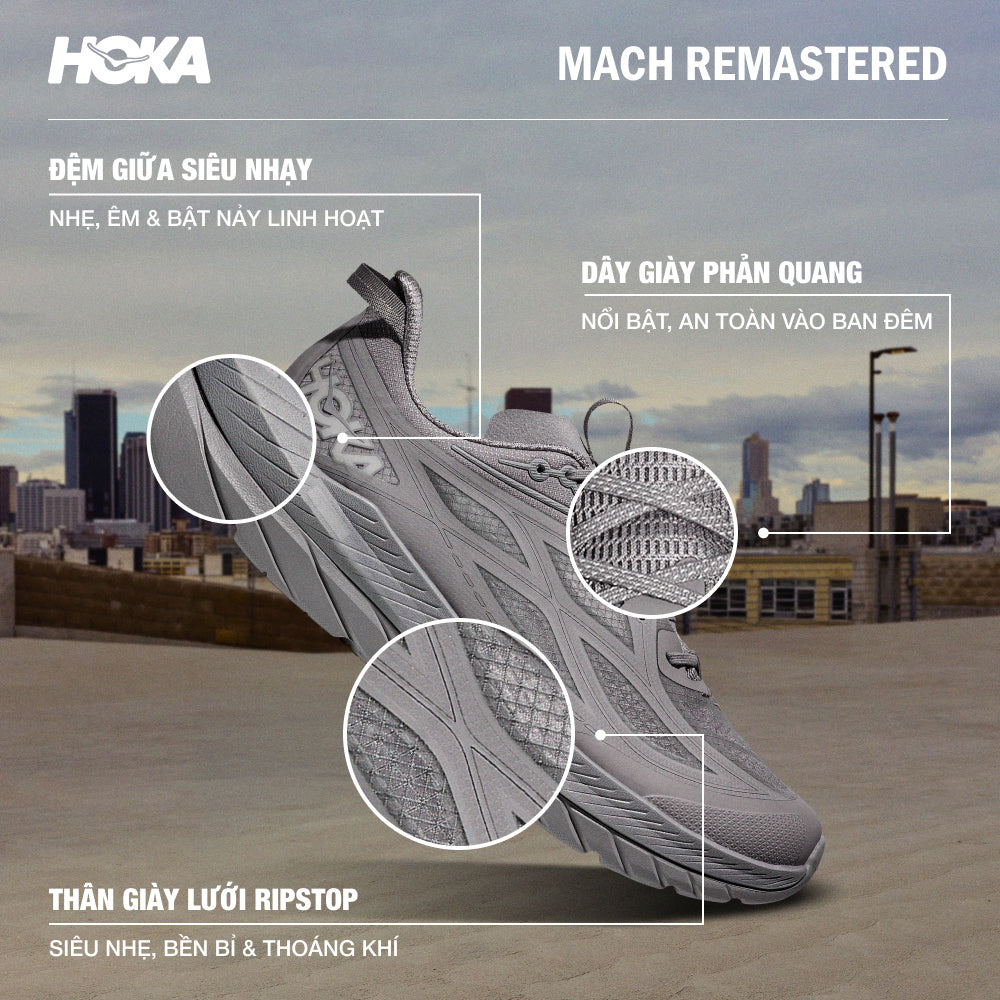 Giày Sneaker Nam HOKA Mach Remastered - Xám - Supersports Vietnam