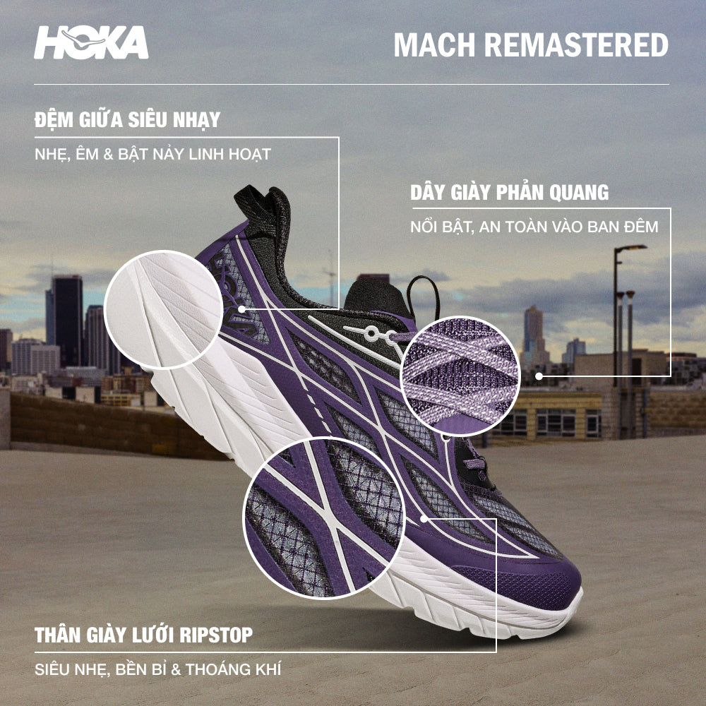 Giày Sneaker Nữ HOKA Mach Remastered - Tím - Supersports Vietnam