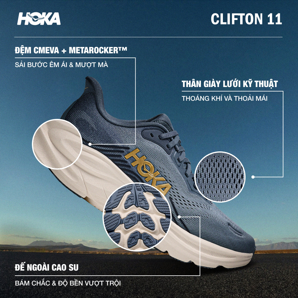 Giày Chạy Bộ Nam HOKA Clifton 11 - Xanh Navy - Supersports Vietnam
