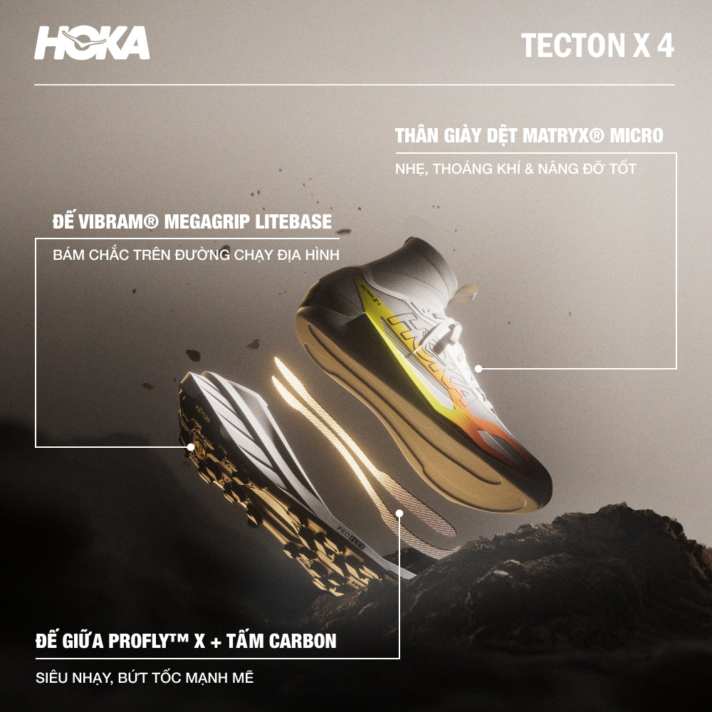 Giày Chạy Trail Nam HOKA Tecton X 4 - Trắng - Supersports Vietnam