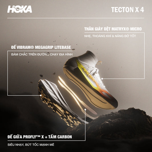 Giày Chạy Trail Nam HOKA Tecton X 4 - Trắng - Supersports Vietnam