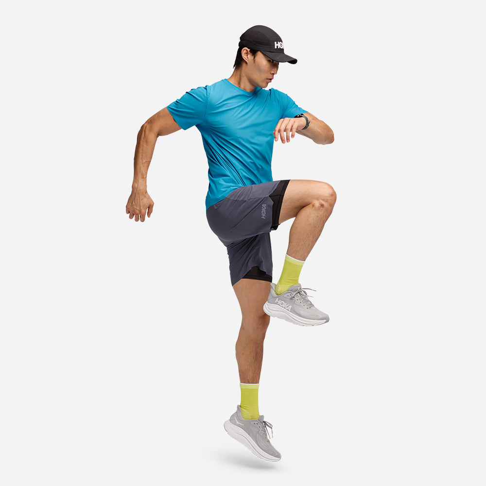 Quần Ngắn Thể Thao Nam HOKA Glide 7 2In1 - Xám - Supersports Vietnam