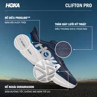 Giày Chạy Bộ Nam HOKA Clifton Pro Wide - Xanh Navy - Supersports Vietnam