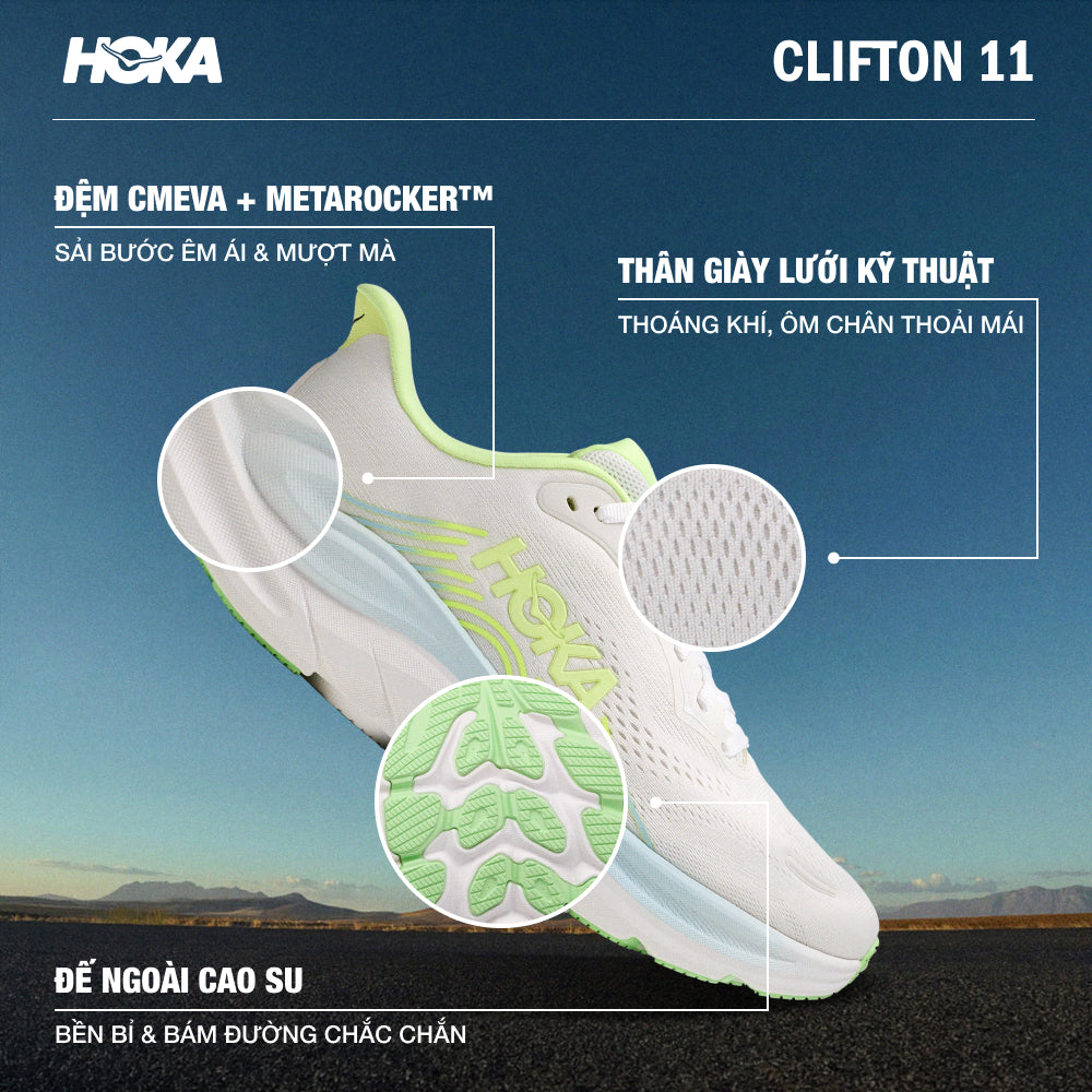 Giày Chạy Bộ Nữ HOKA Clifton 11 Wide - Trắng - Supersports Vietnam