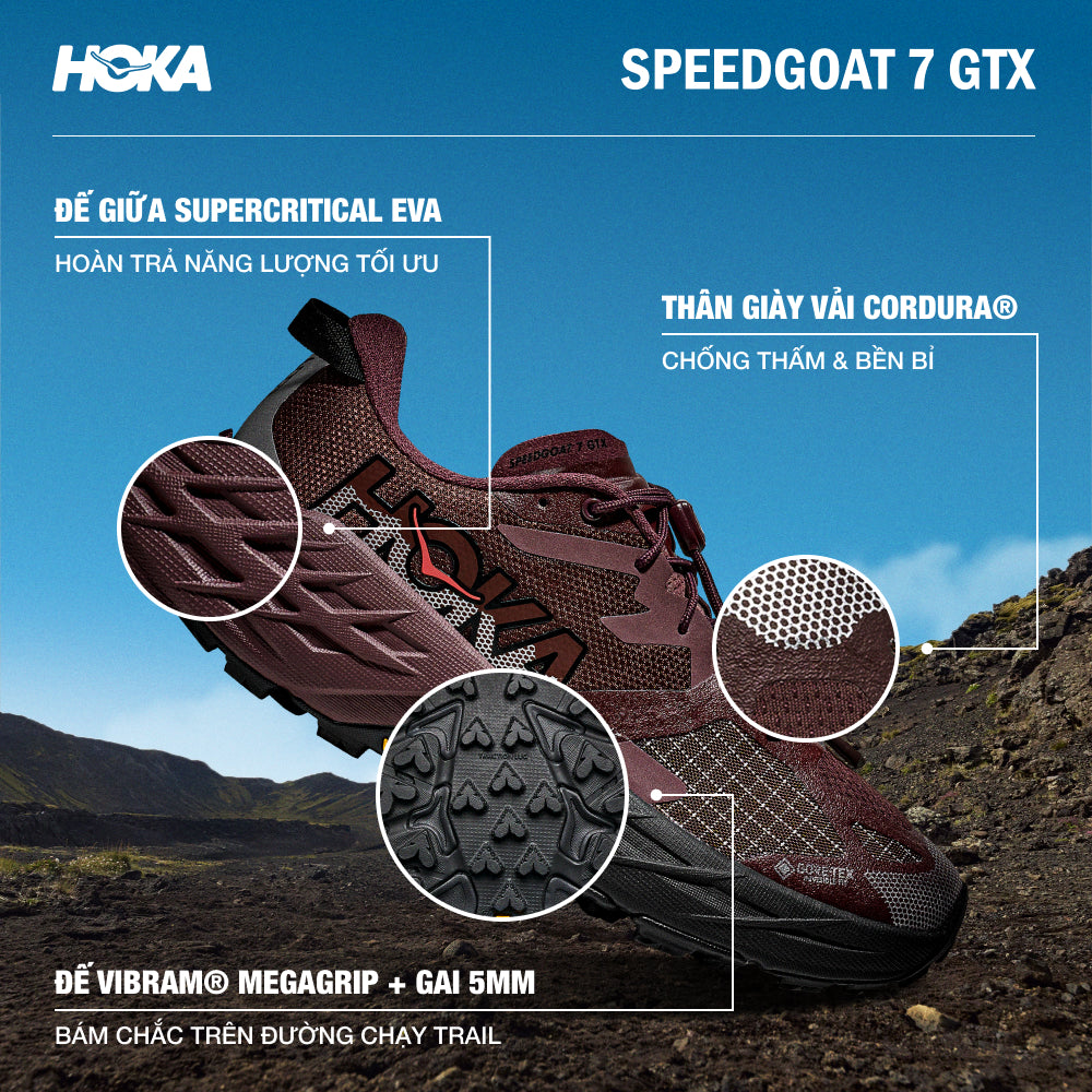 Giày Chạy Trail Nữ HOKA Speedgoat 7 GTX - Đỏ - Supersports Vietnam