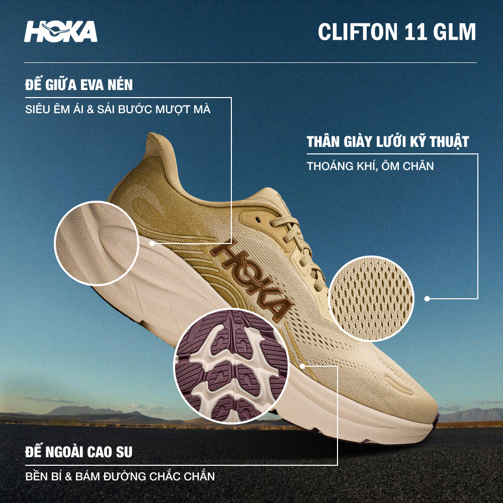 Men's HOKA Clifton 11 Glm Running Shoes - Yellow