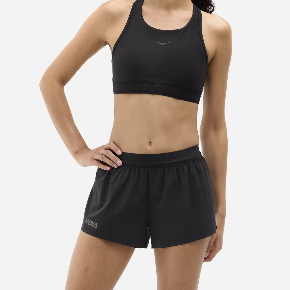 Quần Ngắn Thể Thao Nữ HOKA Race Day Split - Đen - Supersports Vietnam