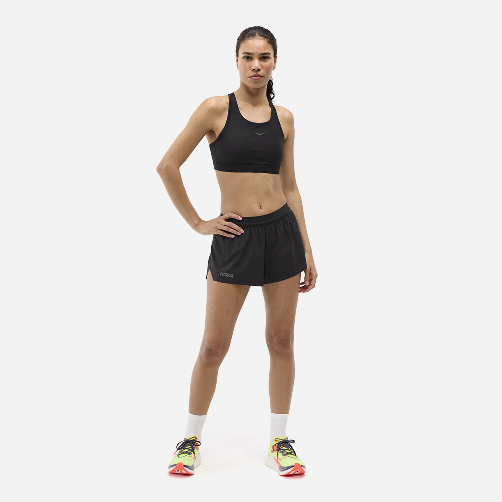 Quần Ngắn Thể Thao Nữ HOKA Race Day Split - Đen - Supersports Vietnam