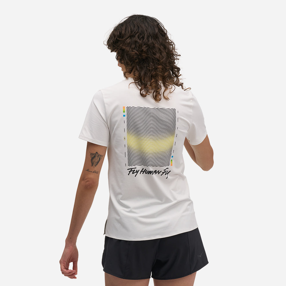 Áo Thun Nữ HOKA Everyrun Short-Sleeve Joy Printed - Trắng - Supersports Vietnam