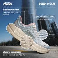 Giày Chạy Bộ Nữ HOKA Bondi 9 Glm Wide - Xanh Dương